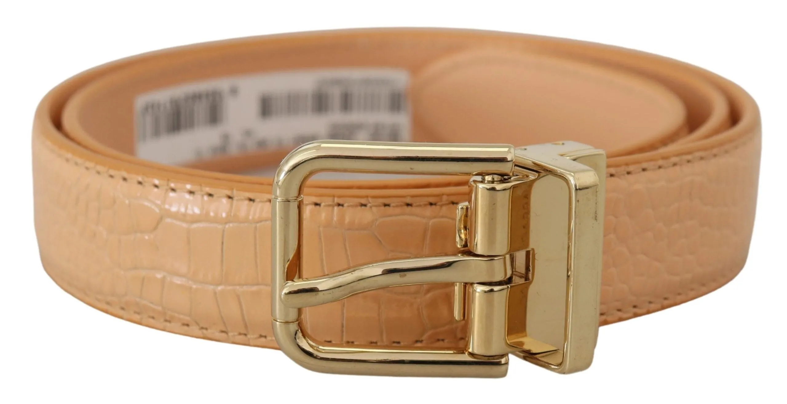 Beige Exotic Leather Gold Metal Buckle Belt sold by Louxly product image thumbnail 2