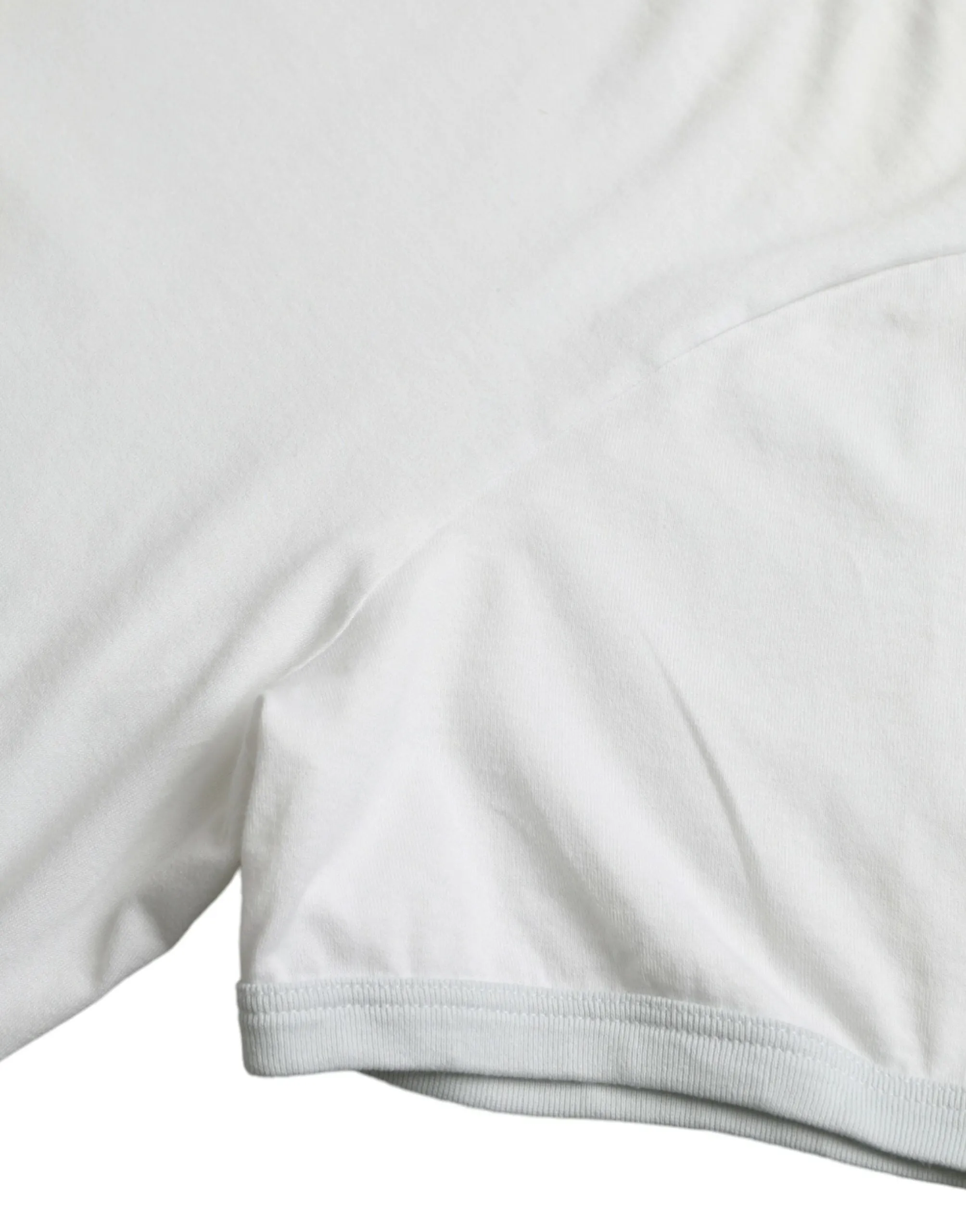 White Cotton Round Neck Short Sleeve T-shirt sold by Louxly product image thumbnail 4
