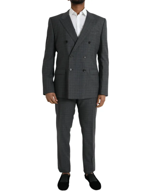 Gray Plaid Wool MARTINI Formal 2 Piece Suit sold by Louxly