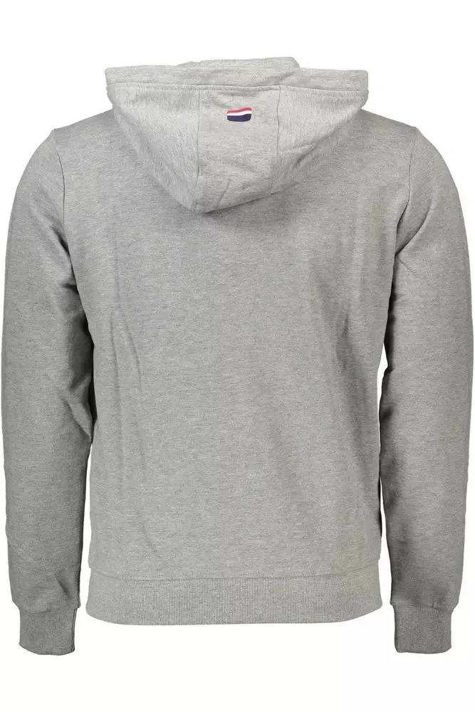 Elegant Gray Cotton Hooded Zip Sweater sold by Louxly product image thumbnail 2
