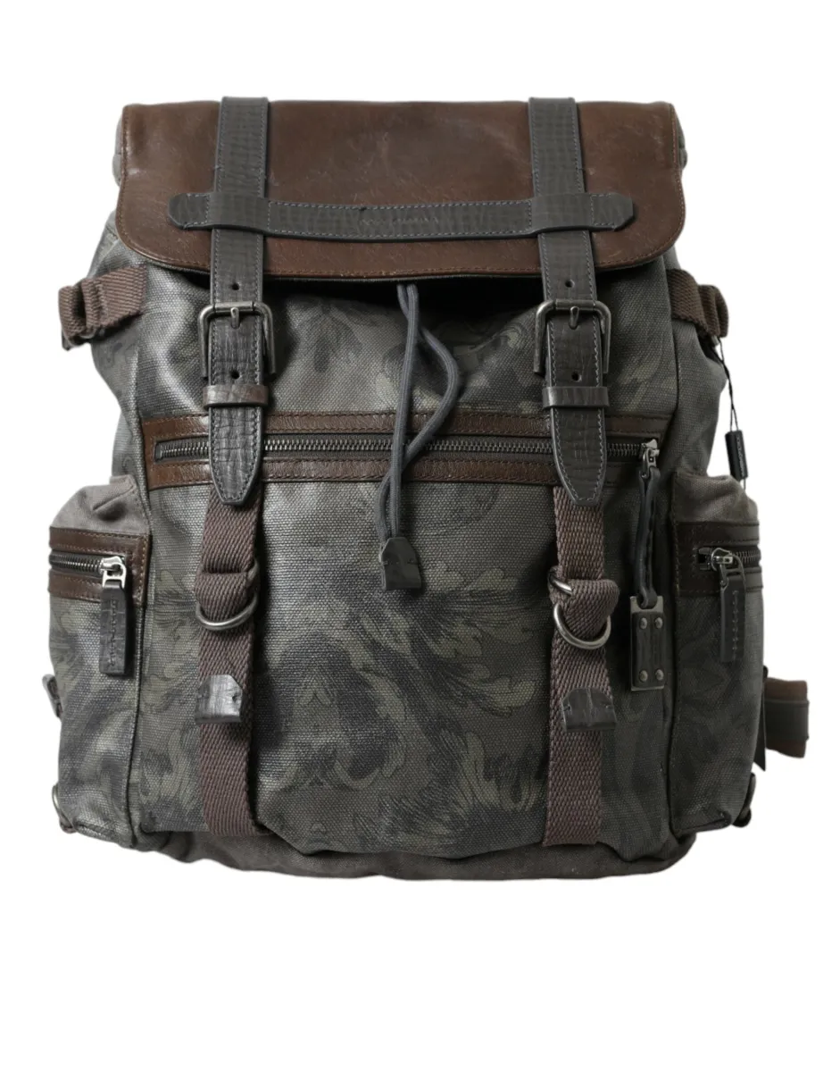 Elegant Green Canvas & Leather Backpack sold by Louxly
