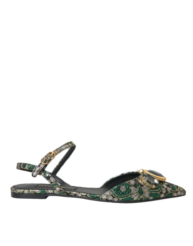 Multicolor Jacquard Crystal Slingback Sandals Shoes sold by Louxly