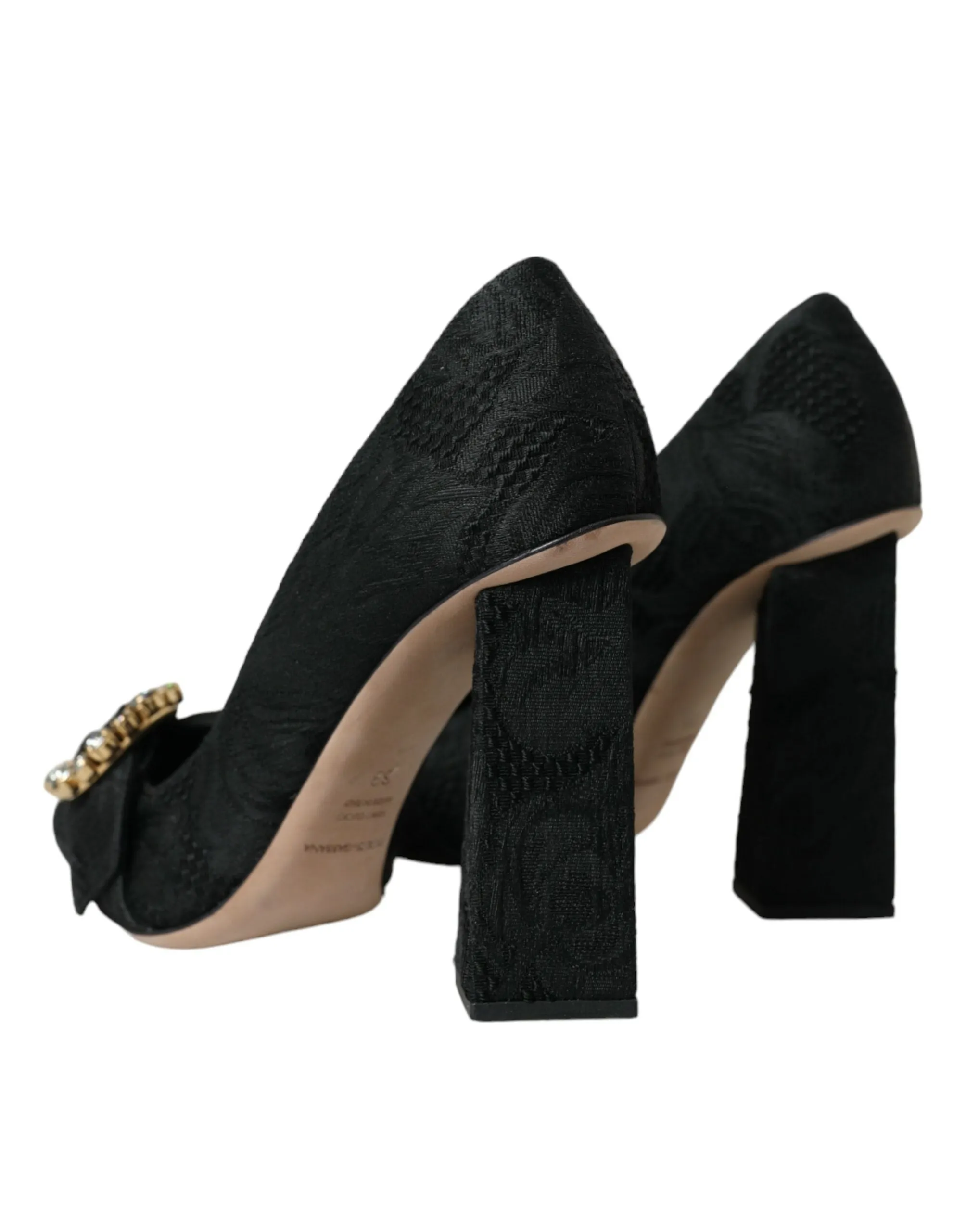 Black Brocade Crystals Heels Pumps Shoes sold by Louxly product image thumbnail 4