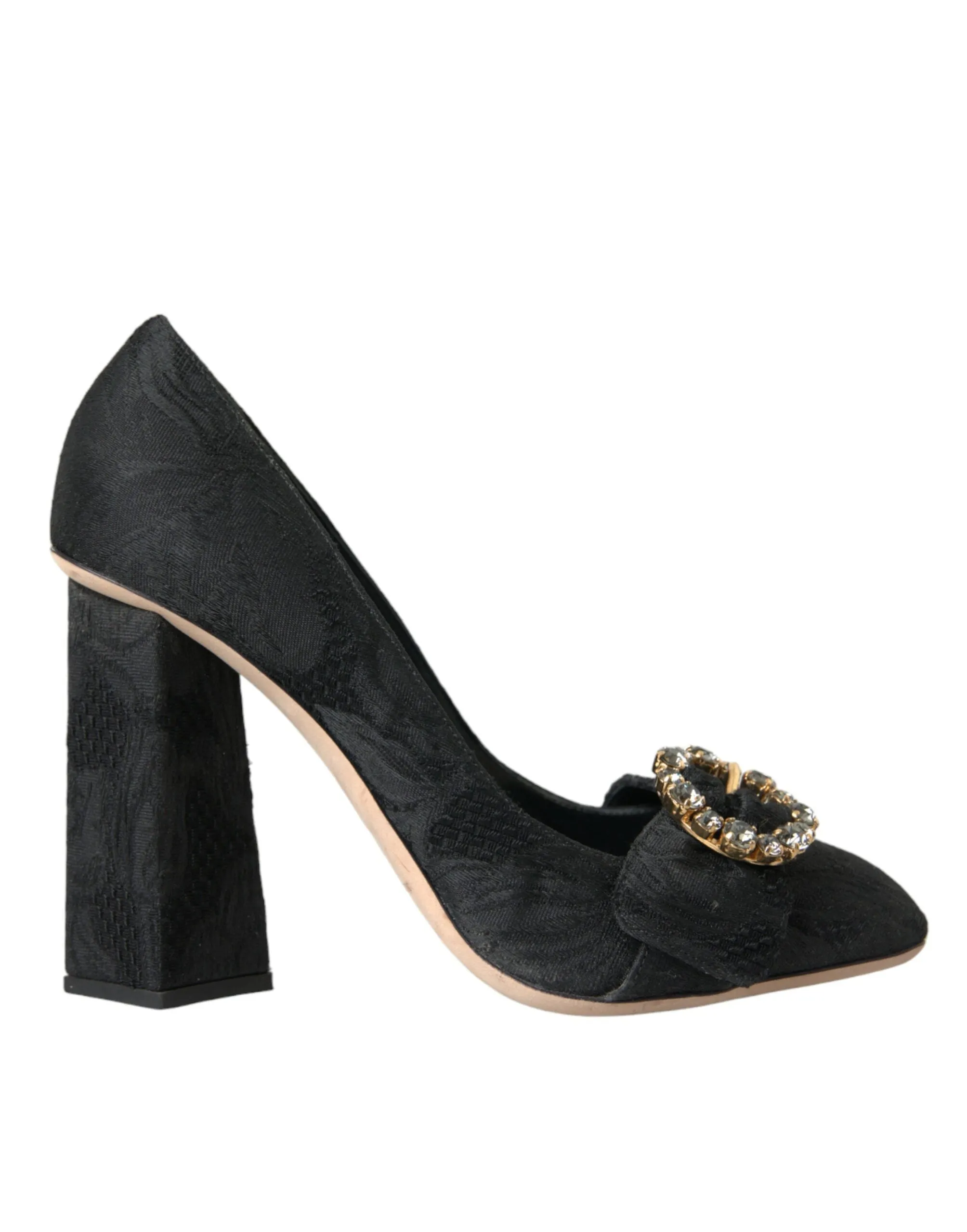 Black Brocade Crystals Heels Pumps Shoes sold by Louxly