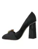 Black Brocade Crystals Heels Pumps Shoes sold by Louxly
