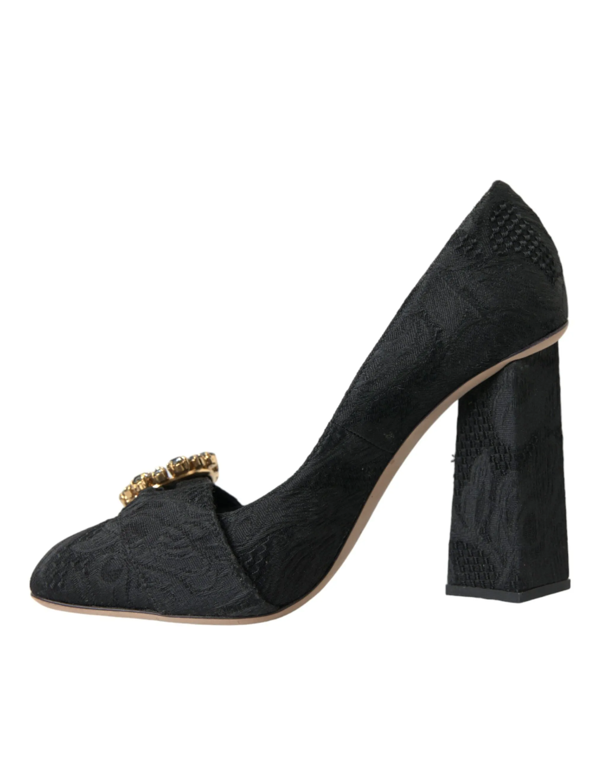 Black Brocade Crystals Heels Pumps Shoes sold by Louxly product image thumbnail 5