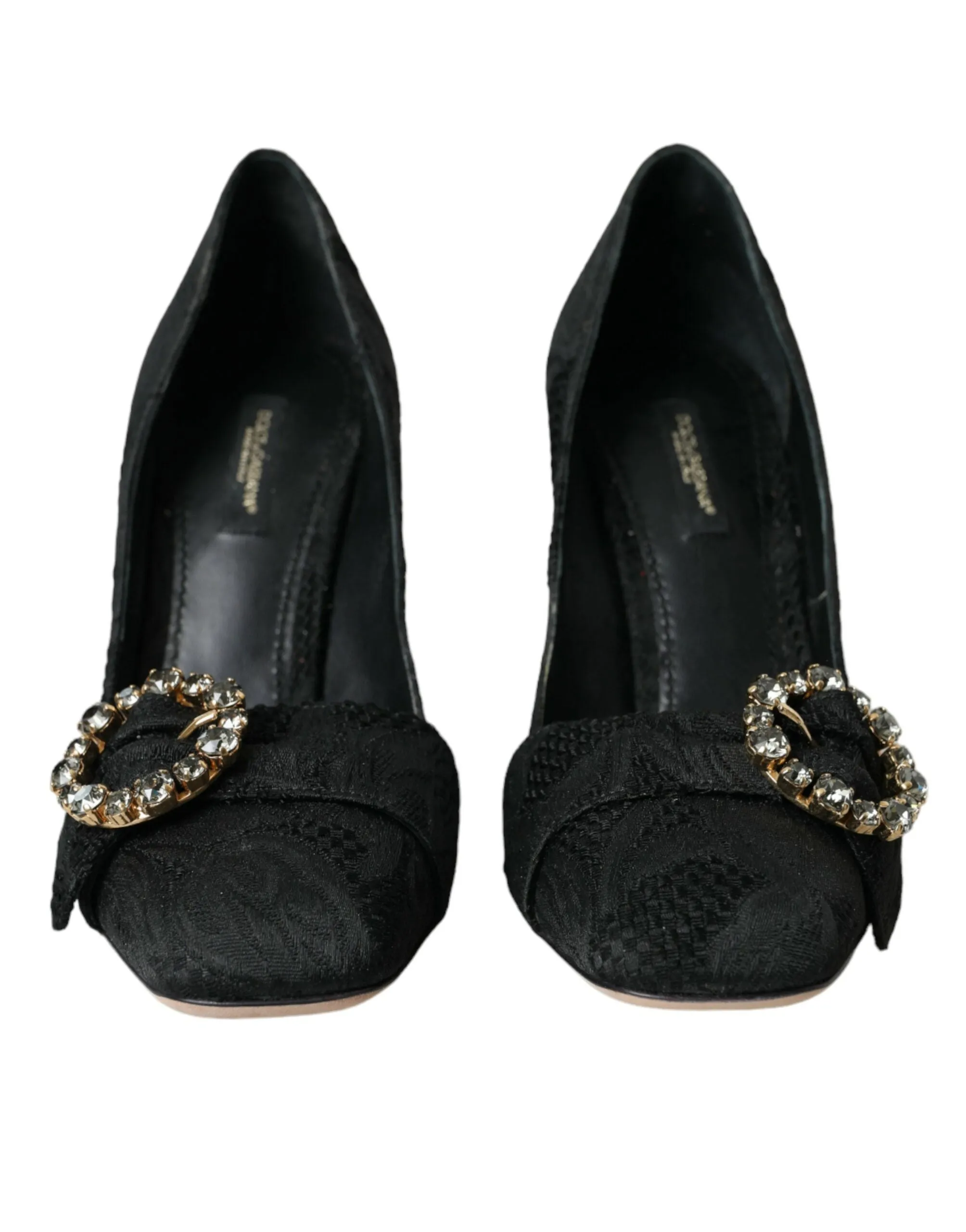 Black Brocade Crystals Heels Pumps Shoes sold by Louxly product image thumbnail 2