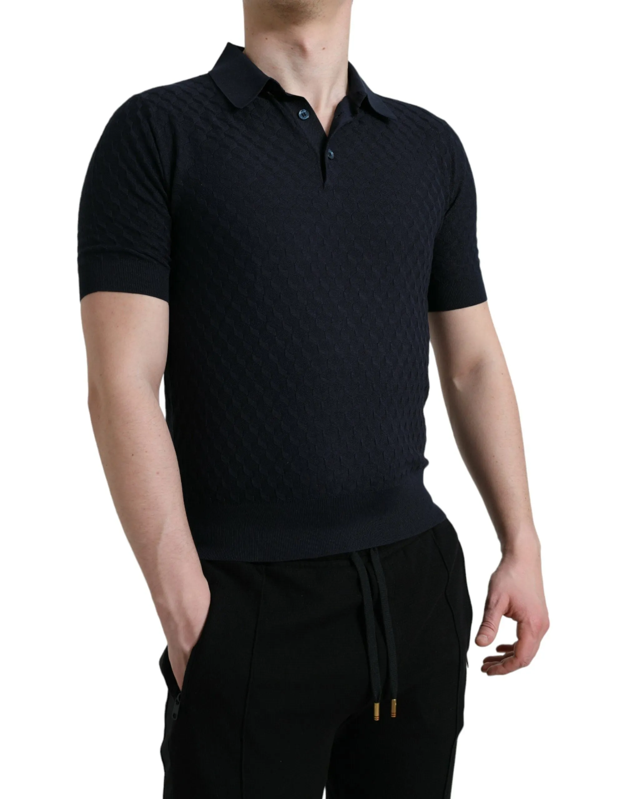 Dark Blue Collared Short Sleeve Polo T-shirt sold by Louxly product image thumbnail 3