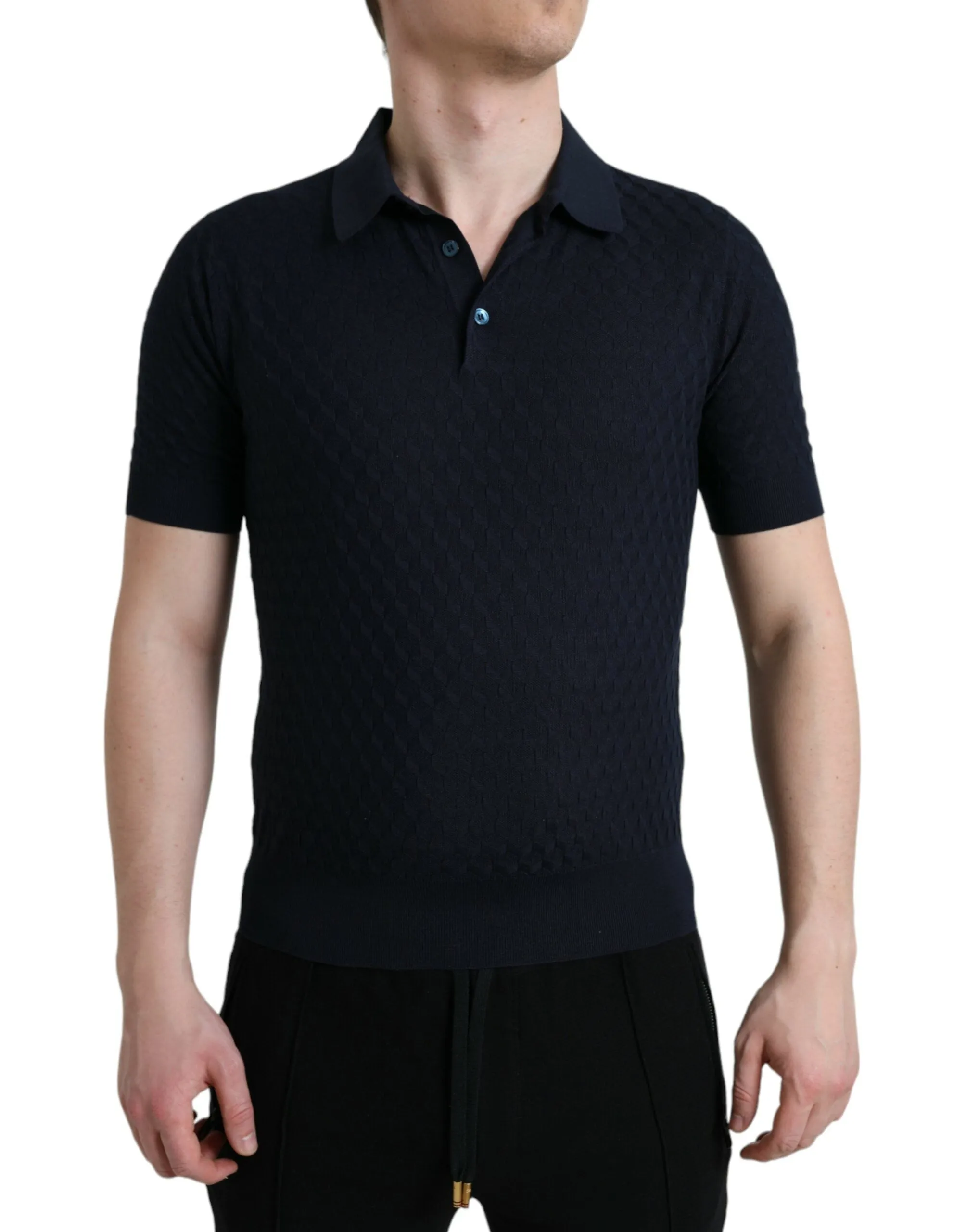 Dark Blue Collared Short Sleeve Polo T-shirt sold by Louxly