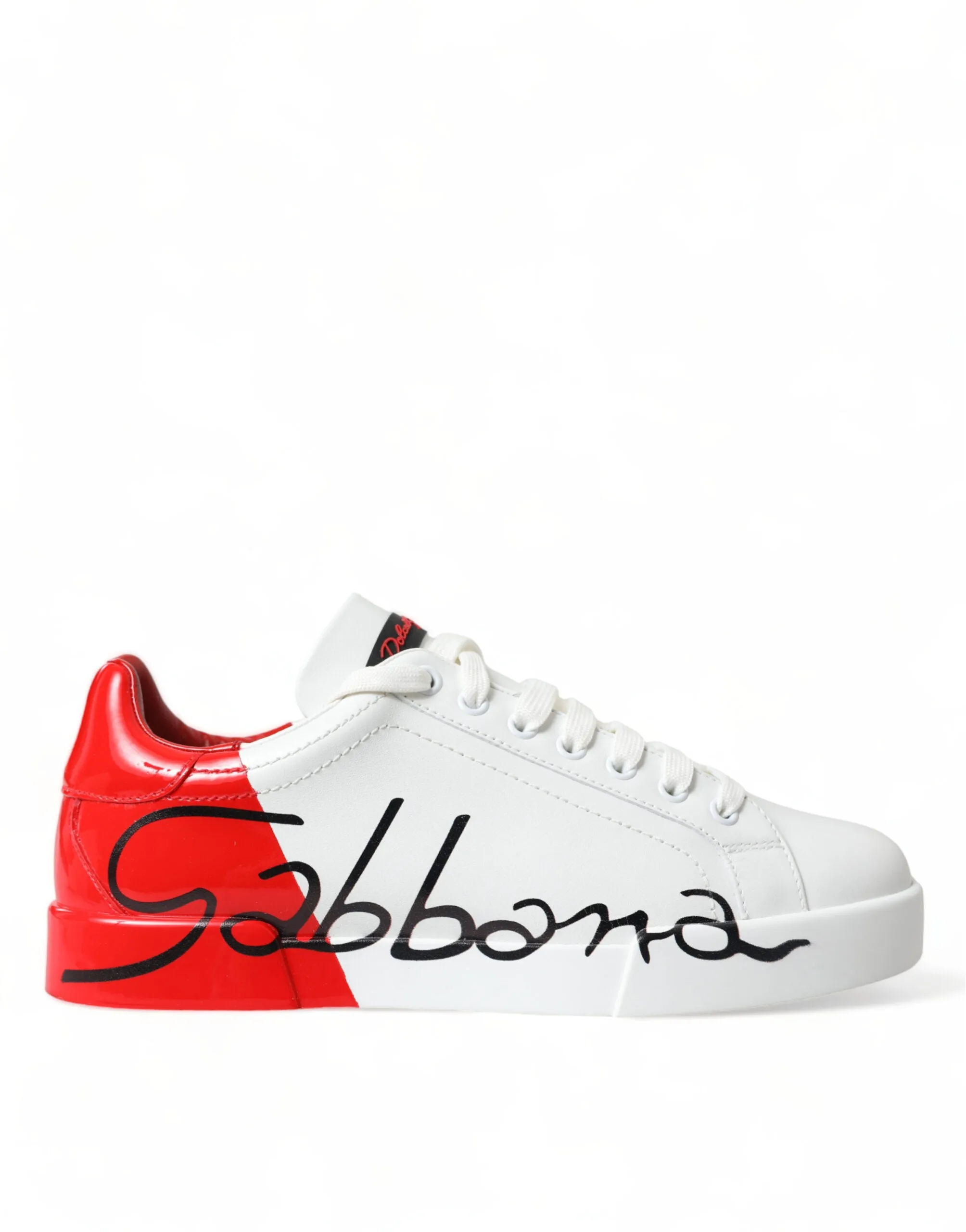 Chic Red and White Leather Sneakers sold by Louxly