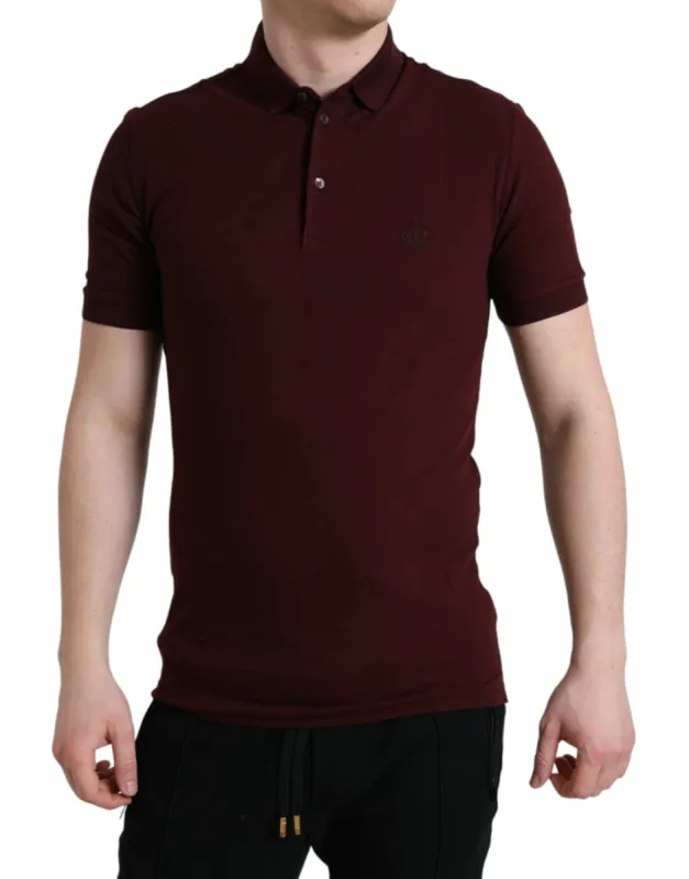 Elegant Maroon Cotton Polo T-Shirt sold by Louxly