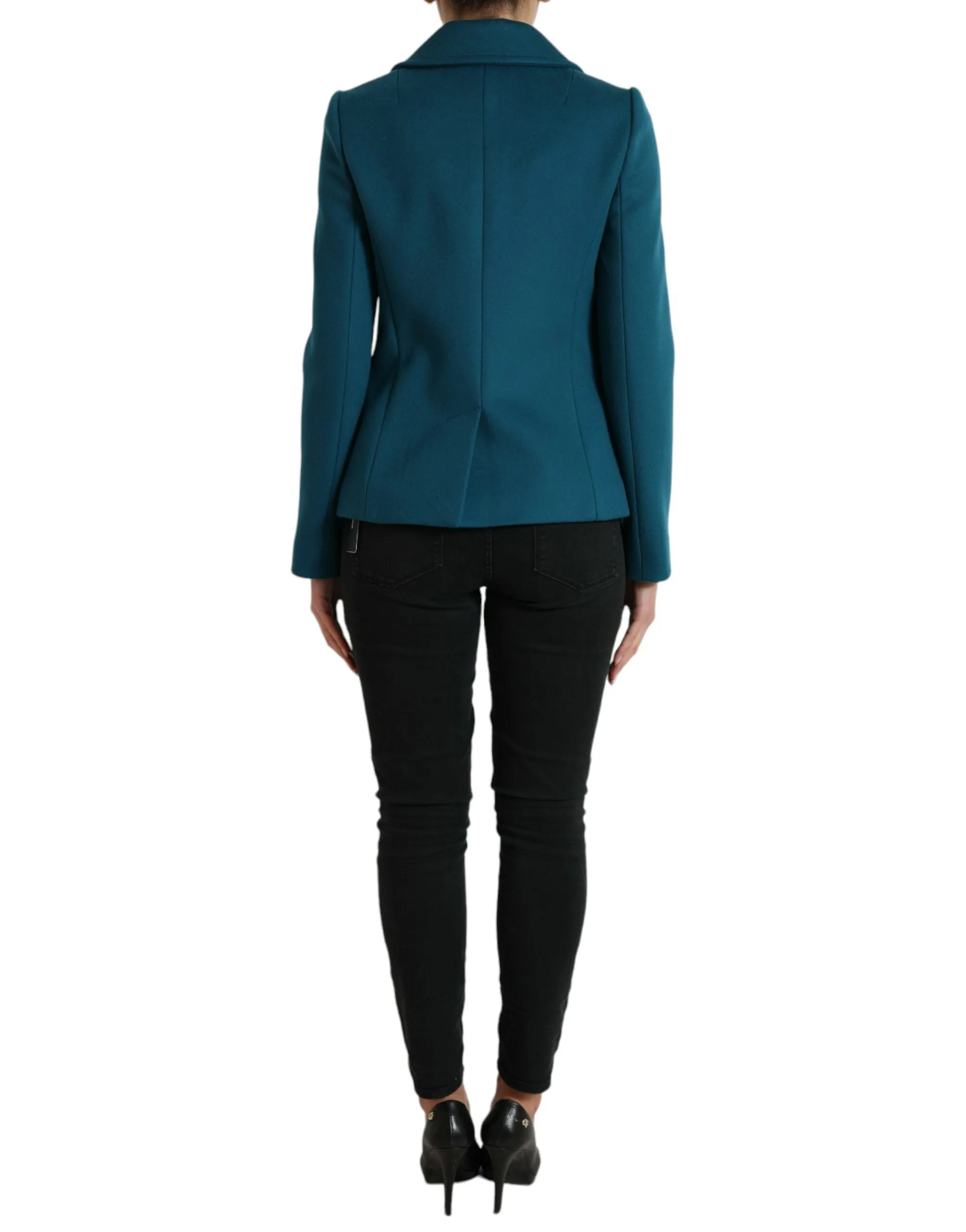 Blue Trench Wool Cashmere Short Coat Jacket sold by Louxly product image thumbnail 3