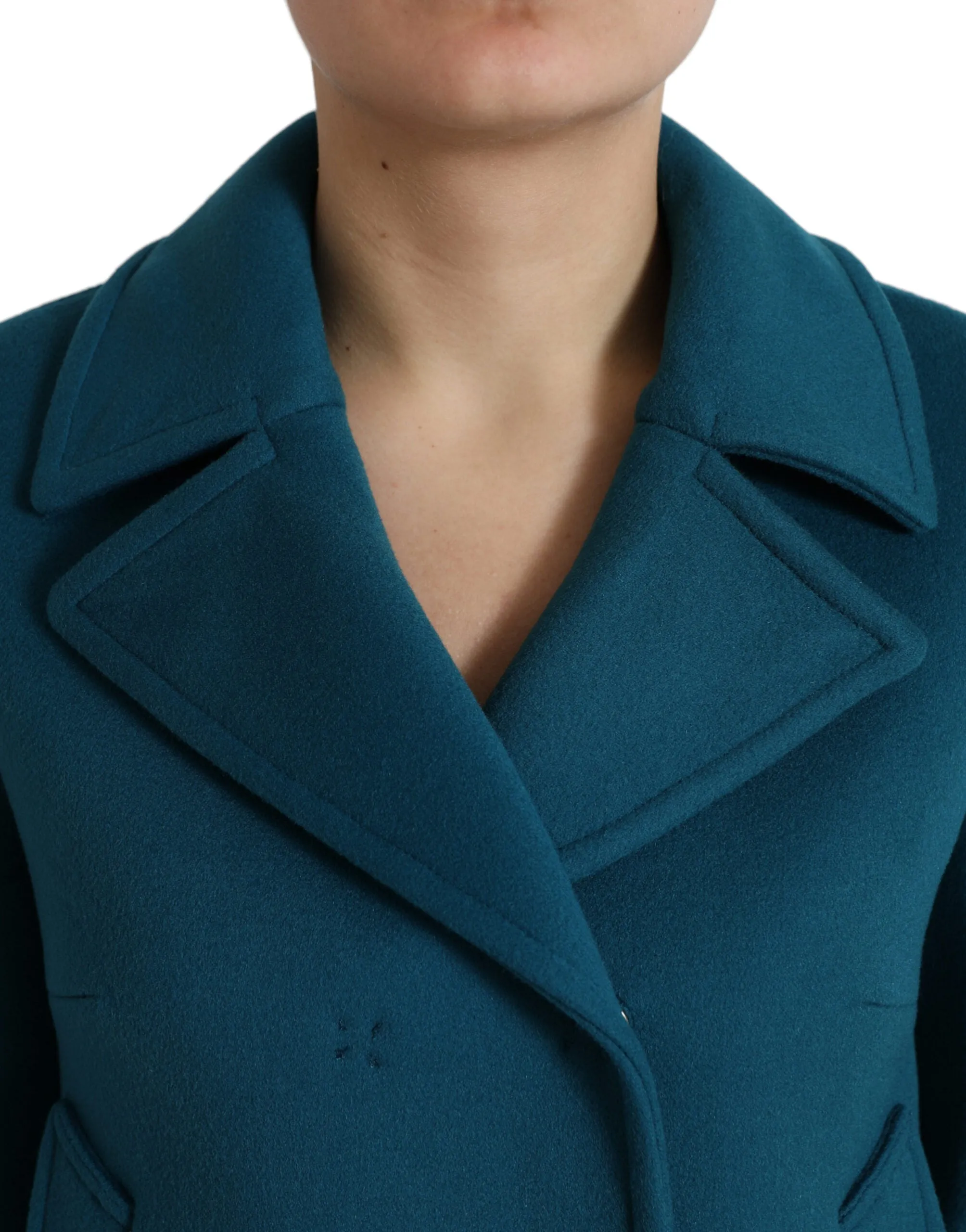 Blue Trench Wool Cashmere Short Coat Jacket sold by Louxly product image thumbnail 4