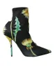 Black Floral Jersey Stretch Ankle Boots Shoes sold by Louxly