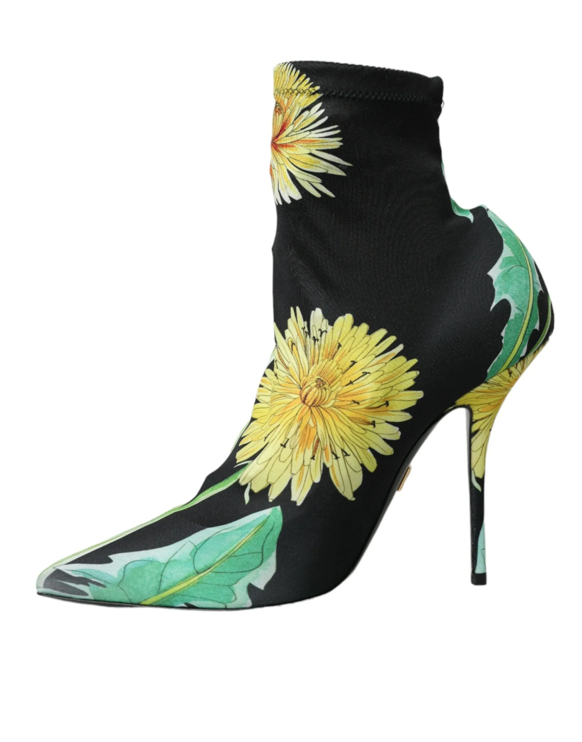 Black Floral Jersey Stretch Ankle Boots Shoes sold by Louxly product image thumbnail 5
