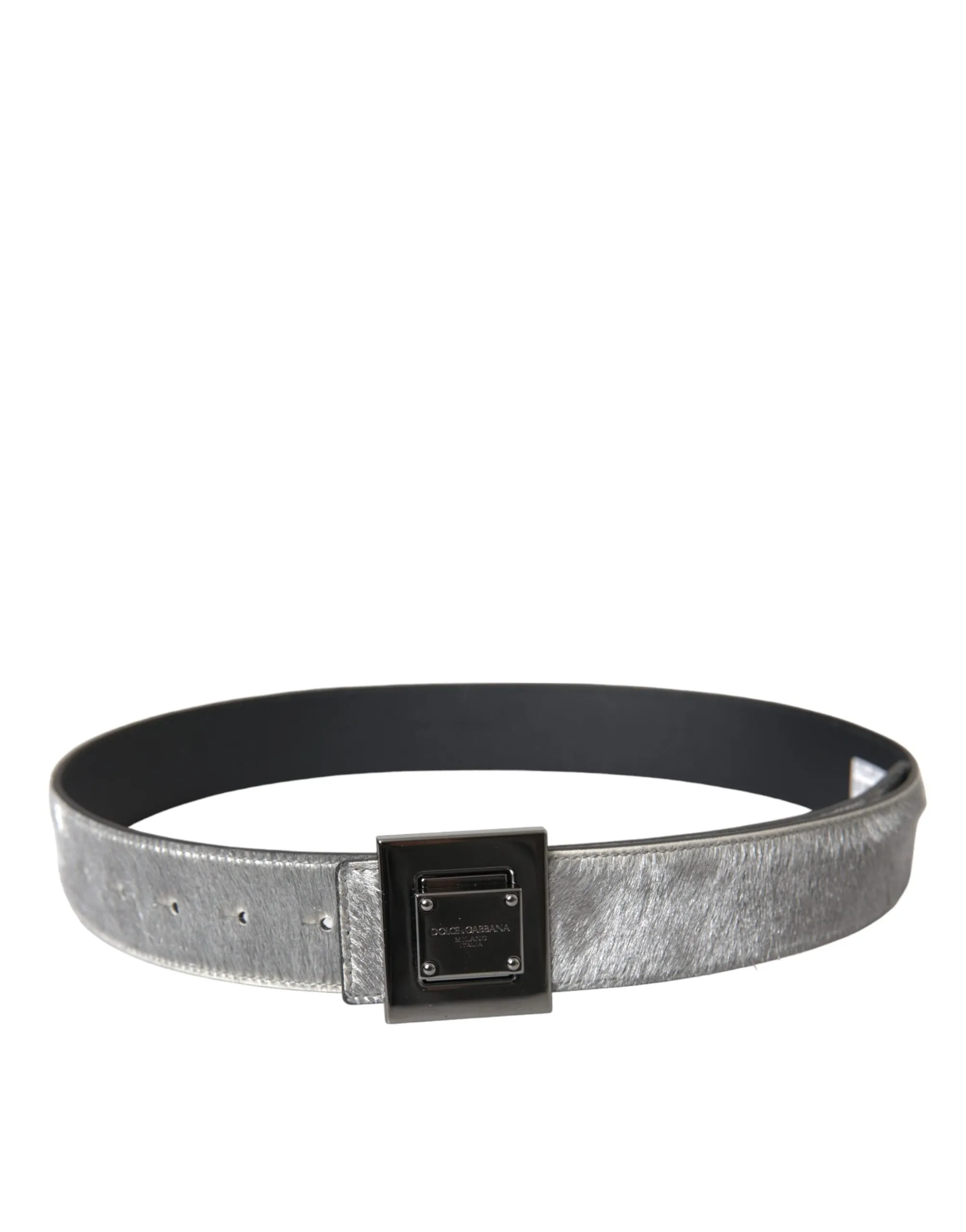 Silver Leather Square Metal Buckle Belt sold by Louxly product image thumbnail 2