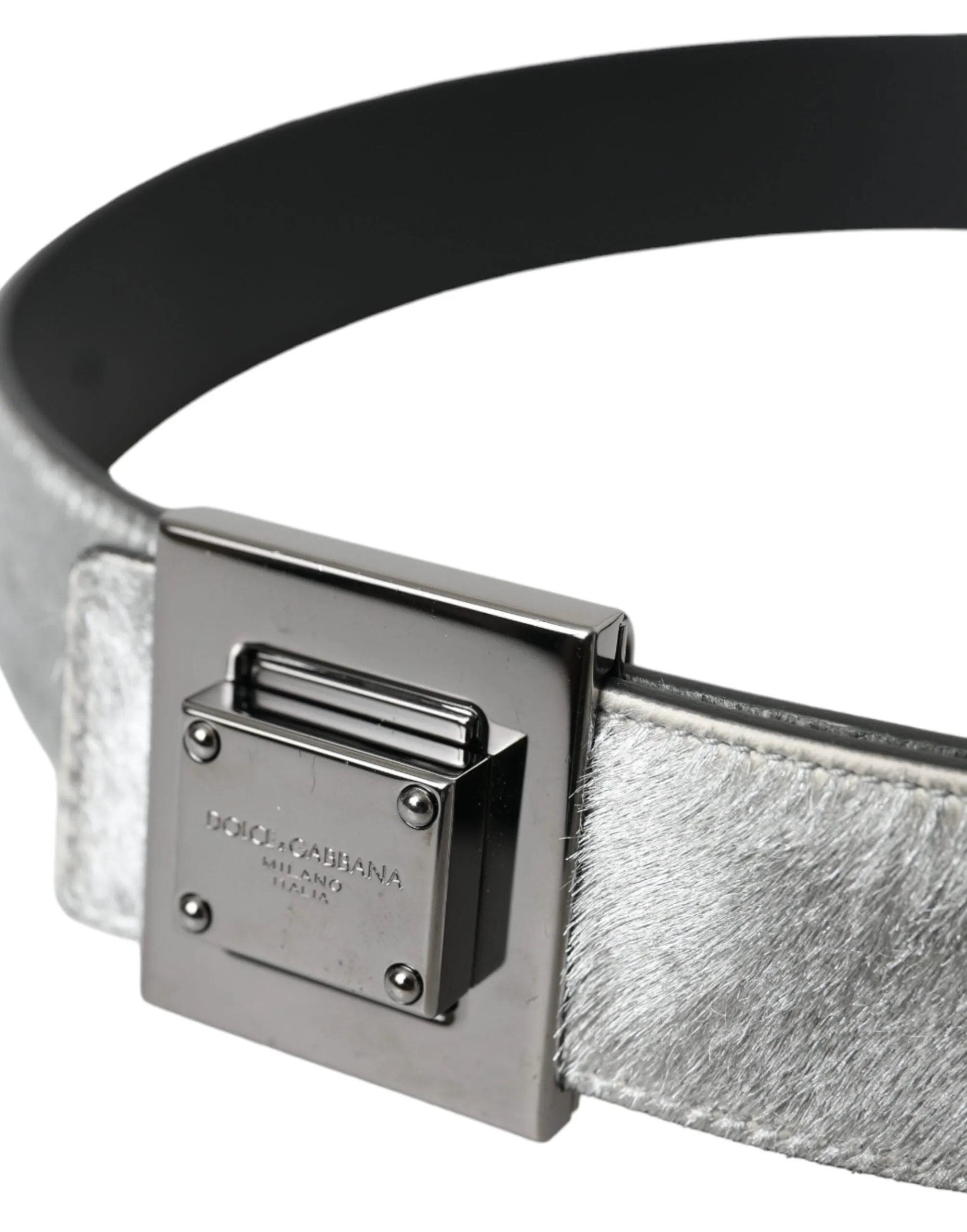 Silver Leather Square Metal Buckle Belt sold by Louxly product image thumbnail 3