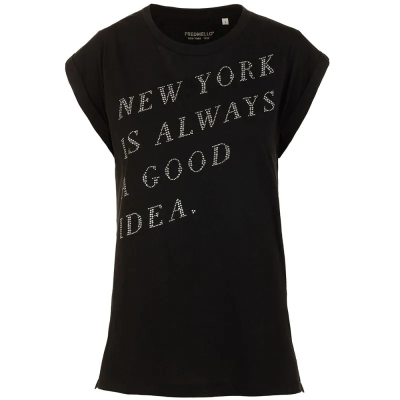 Elegant Black Rhinestone Tee made by Fred Mello