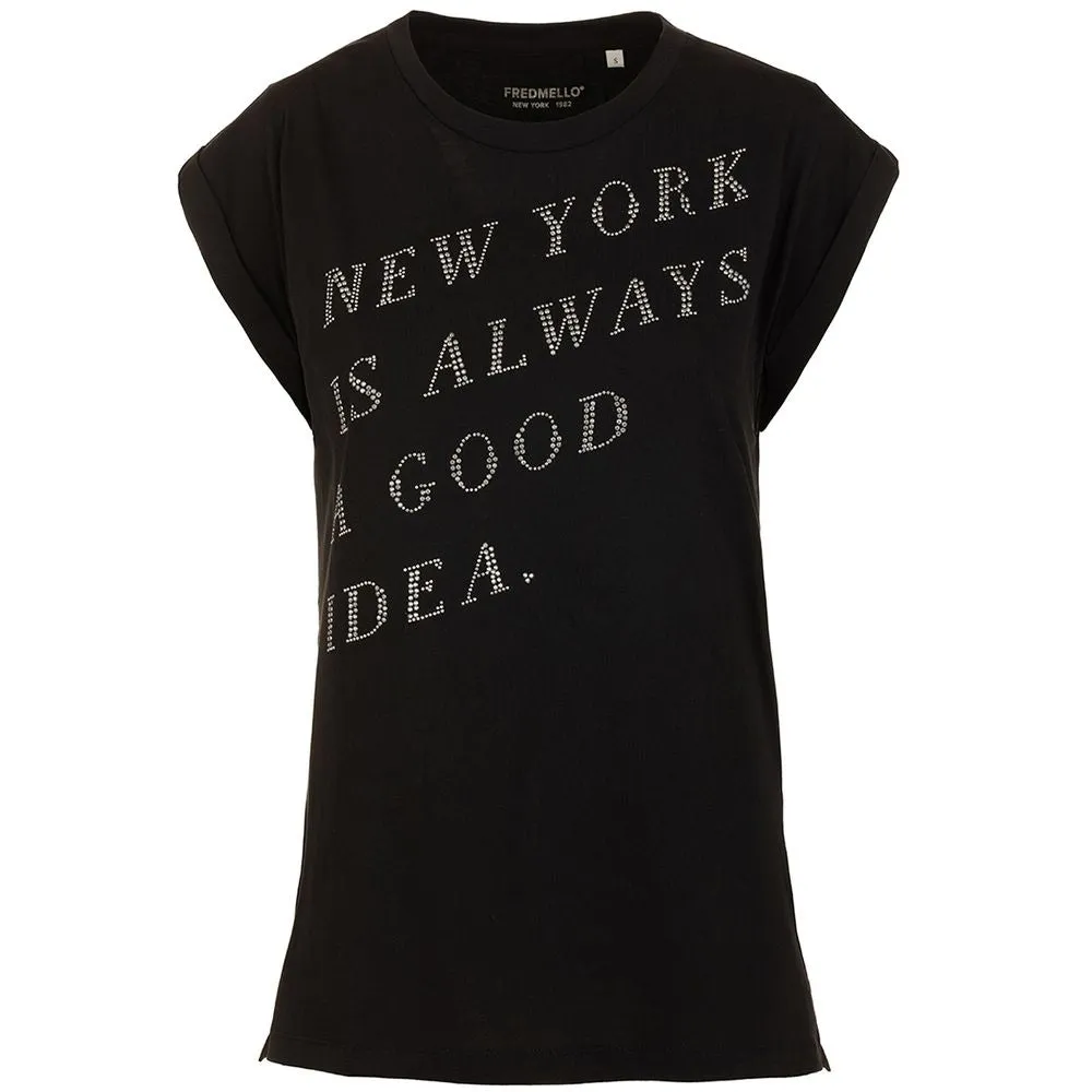 Elegant Black Rhinestone Tee sold by Louxly