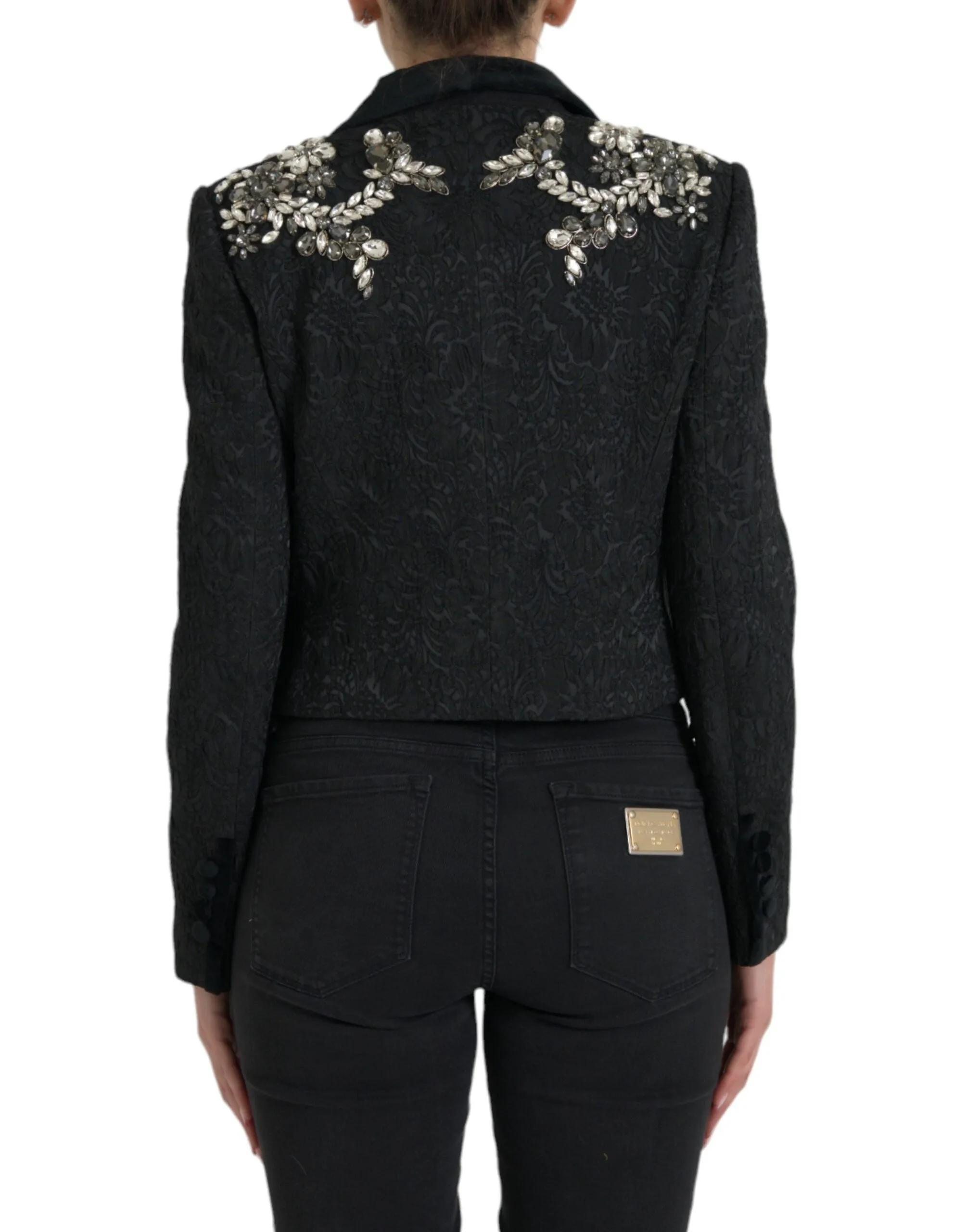 Elegant Embellished Black Overcoat Jacket sold by Louxly product image thumbnail 3