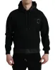 Elegant Black Hooded Pullover Sweater sold by Louxly