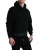 Elegant Black Hooded Pullover Sweater sold by Louxly