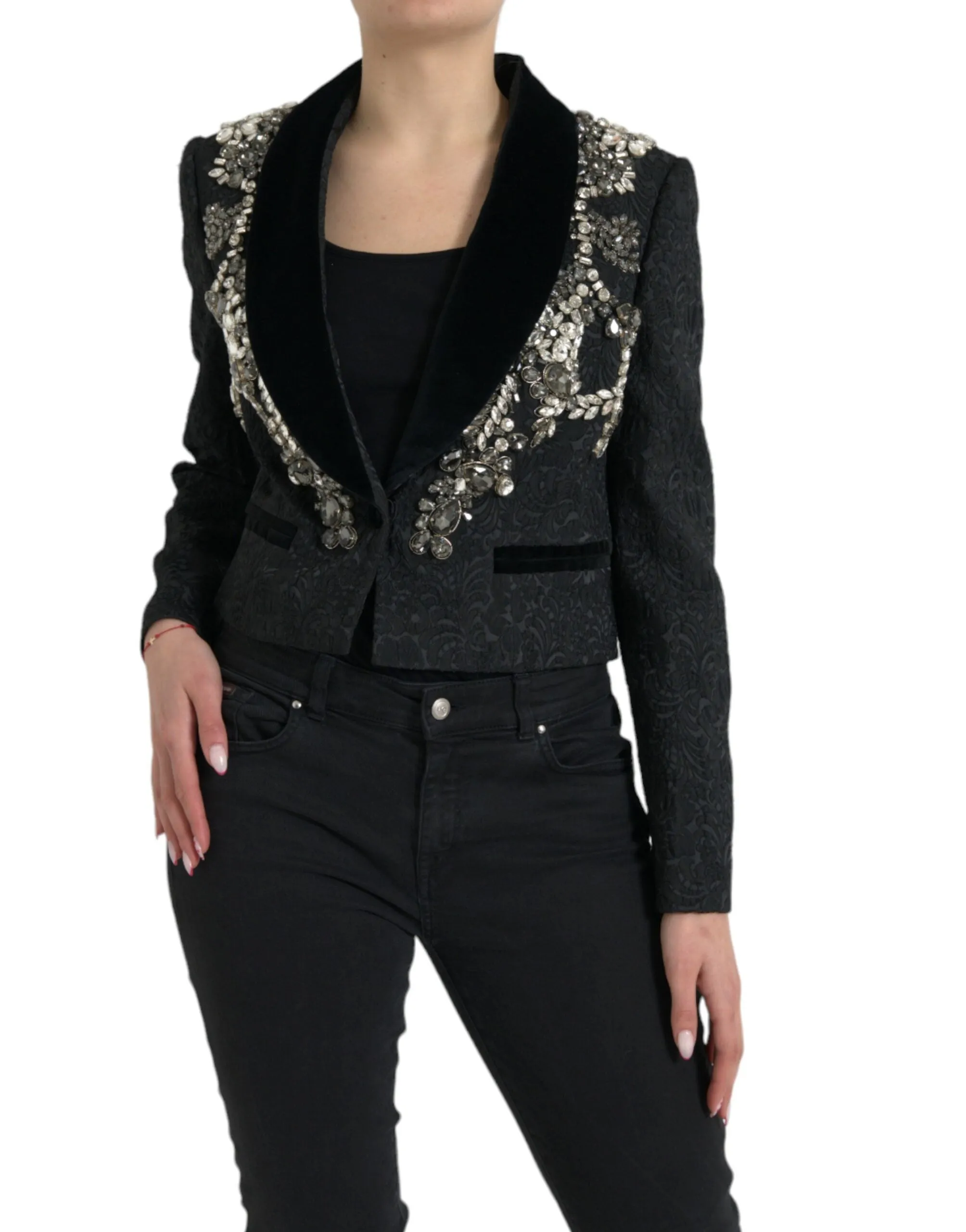 Elegant Embellished Black Overcoat Jacket sold by Louxly product image thumbnail 2