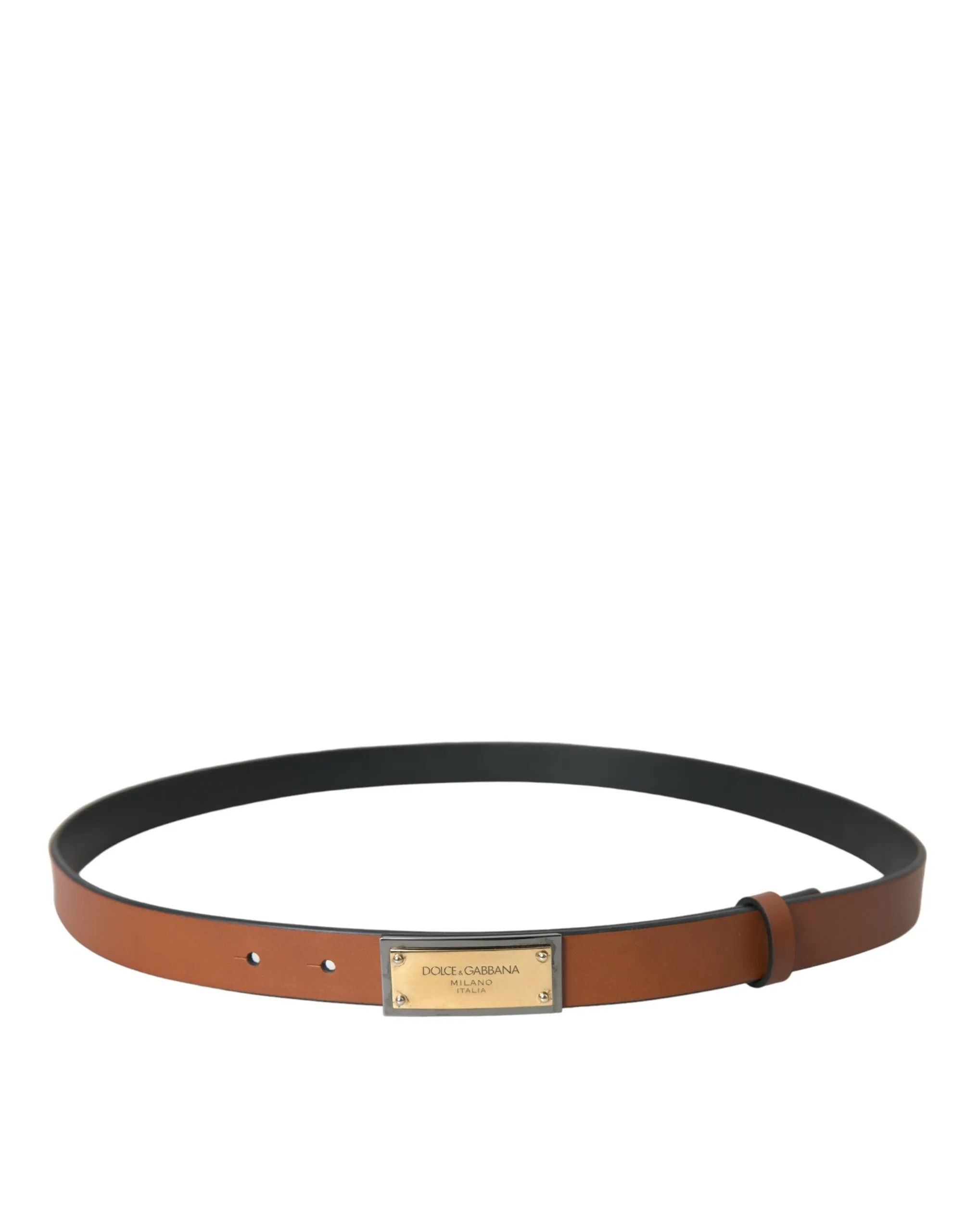 Brown Calf Leather Metal Logo Buckle Belt Men sold by Louxly product image thumbnail 2