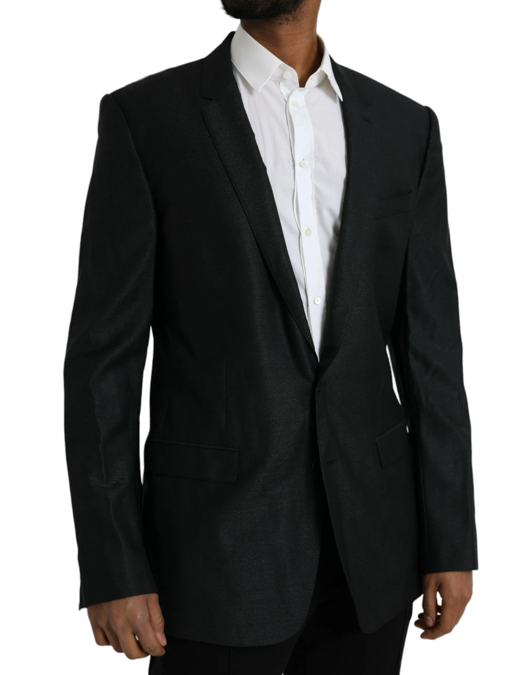 Black Wool Notch SingleBreasted Coat Blazer sold by Louxly product image thumbnail 2