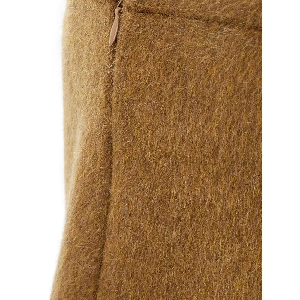 Elegant Wool Midi Skirt in Brown sold by Louxly product image thumbnail 4
