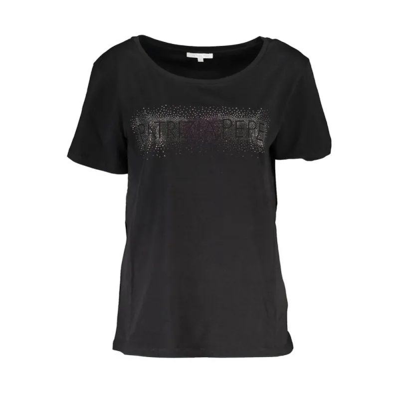 Chic Short Sleeve Wide Neck Tee with Contrast Details sold by Louxly