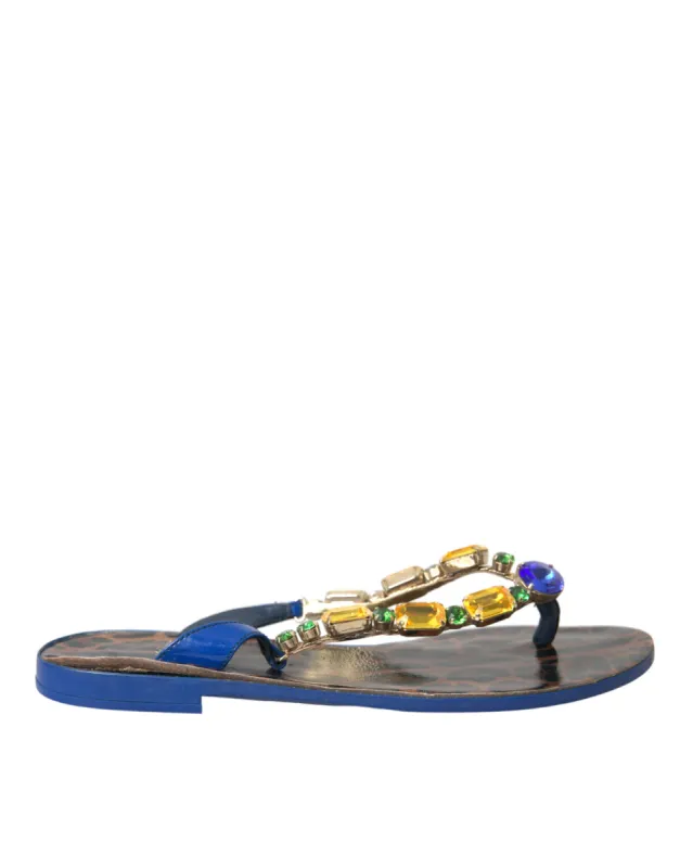 Blue Crystal Calf Leather Beachwear Shoes sold by Louxly