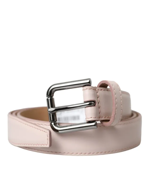 Light Pink Leather Silver Metal Buckle Belt sold by Louxly
