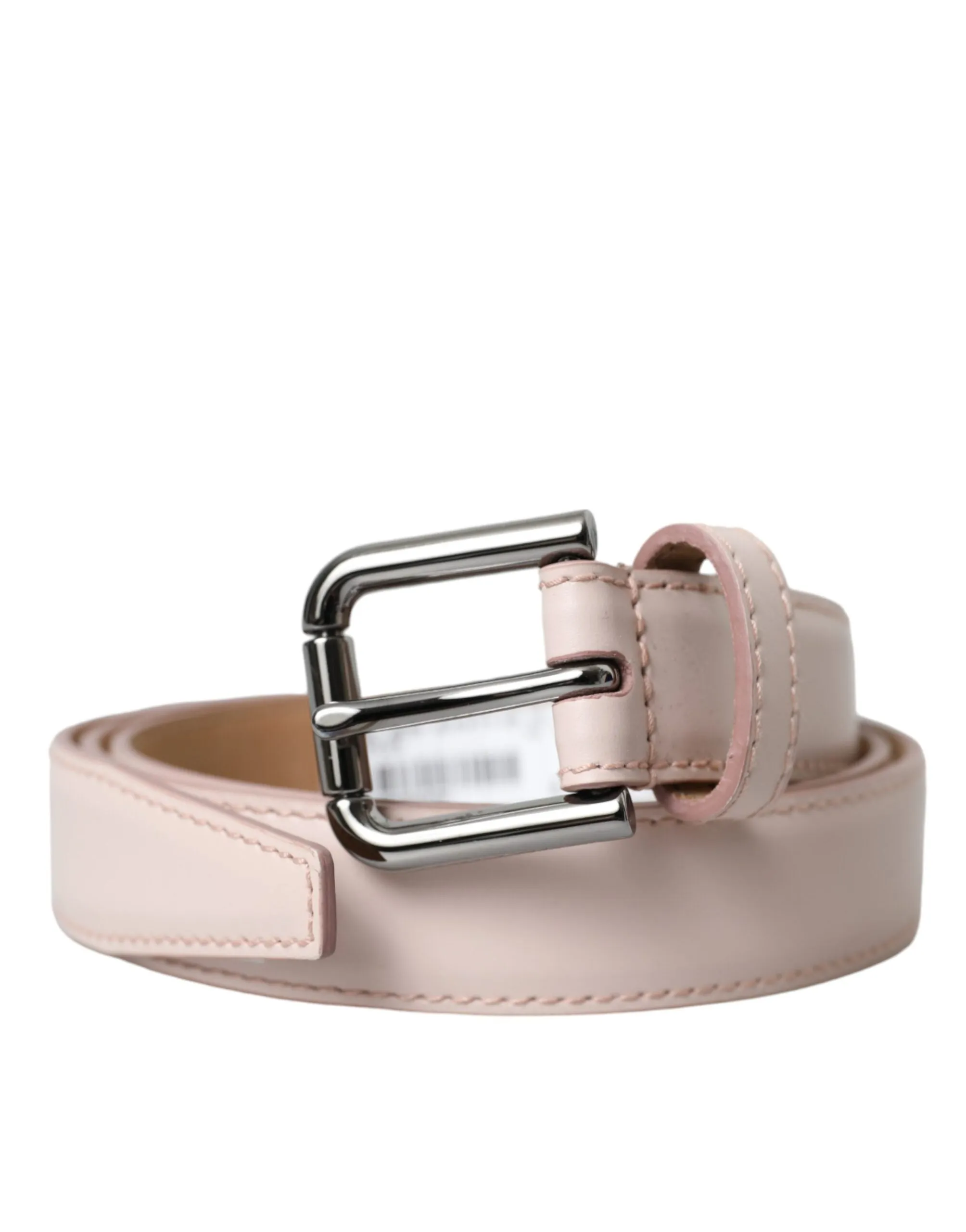 Light Pink Leather Silver Metal Buckle Belt sold by Louxly