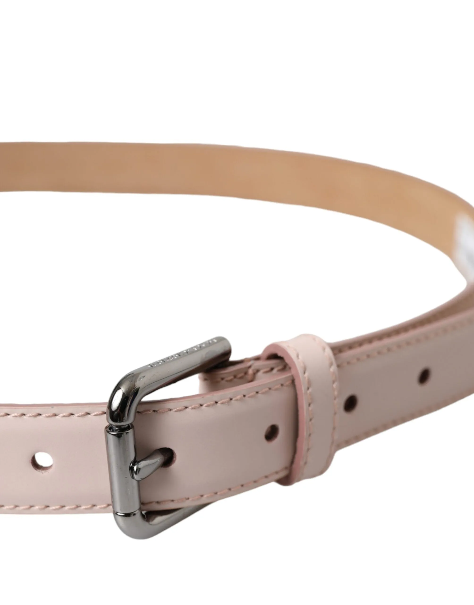 Light Pink Leather Silver Metal Buckle Belt sold by Louxly product image thumbnail 3