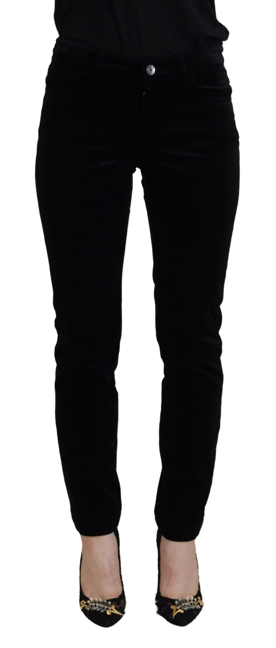 Chic Black Mid Waist Skinny Jeans sold by Louxly