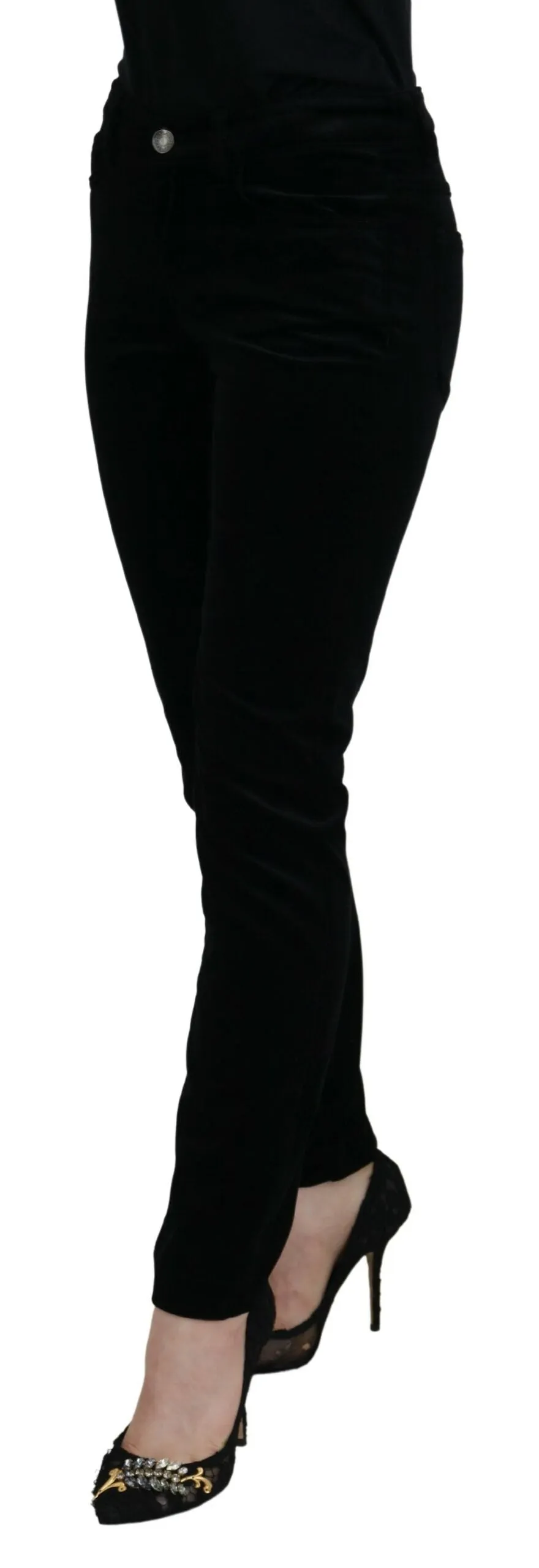 Chic Black Mid Waist Skinny Jeans sold by Louxly product image thumbnail 2