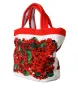 White Red Floral Canvas Logo Shopping Tote Bag sold by Louxly