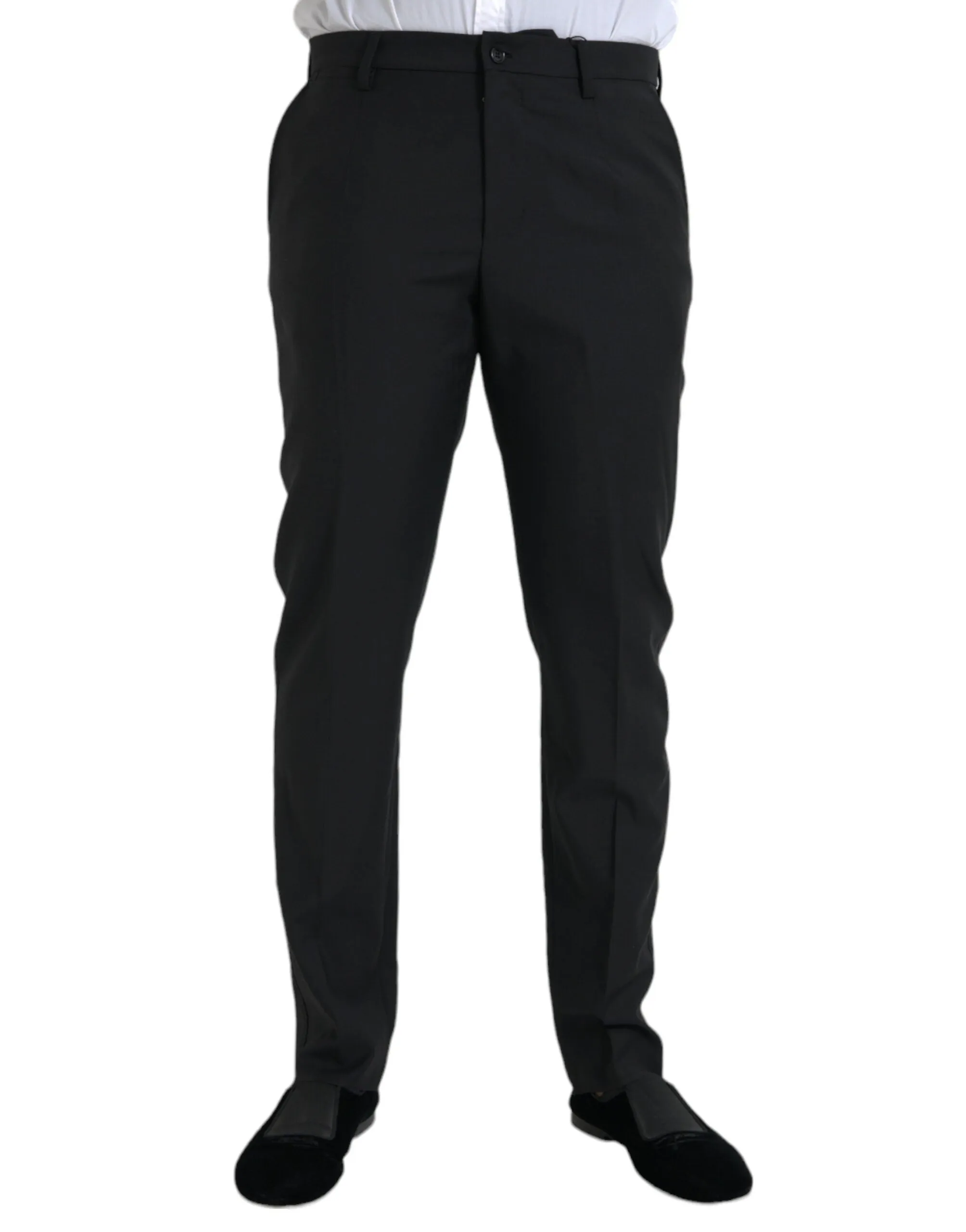 Black Wool Men Skinny Dress Pants sold by Louxly