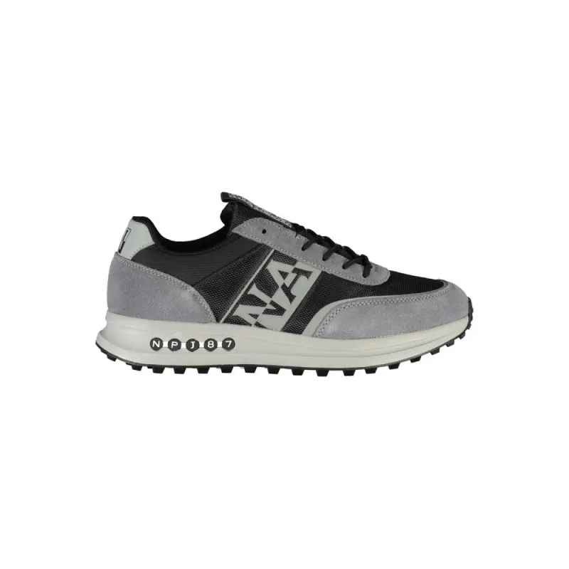 Sleek Gray Sports Sneakers with Contrast Detailing sold by Louxly