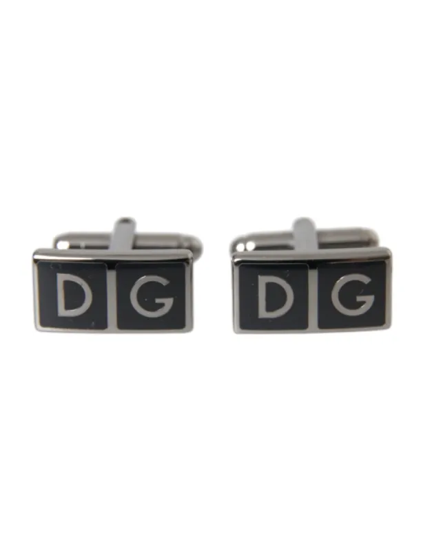 Silver Plated Metal Brass DG Logo Pin Cufflinks sold by Louxly