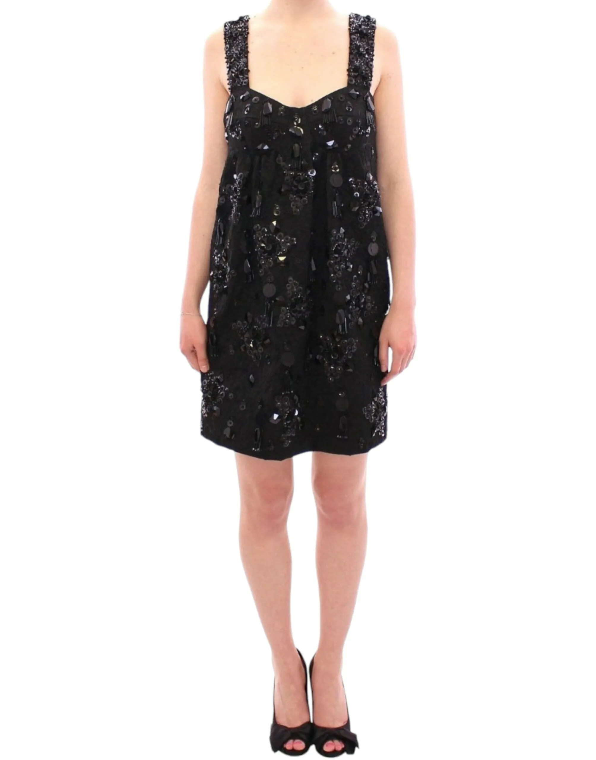 Elegant Sequined Floral Mini Shift Dress sold by Louxly