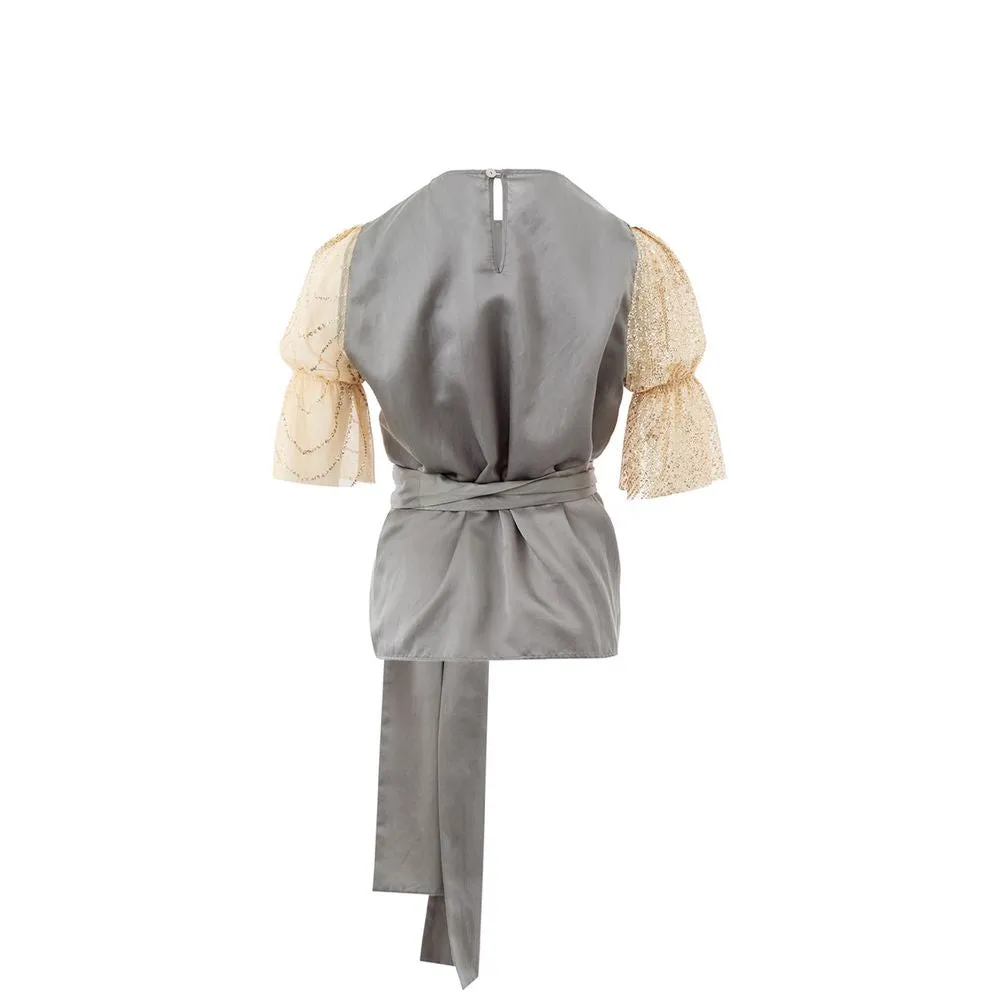 Elegant Multicolor Silk-Linen Top sold by Louxly product image thumbnail 2