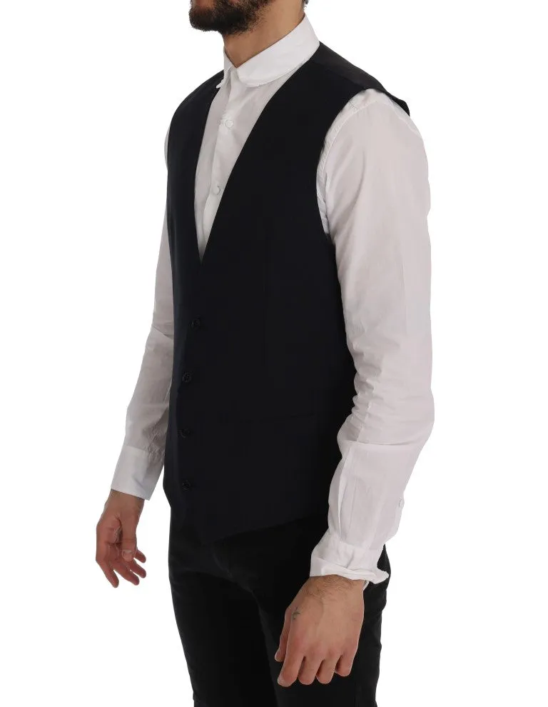 Sleek Striped Wool Blend Waistcoat Vest sold by Louxly product image thumbnail 2