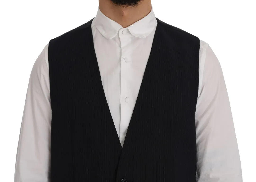 Sleek Striped Wool Blend Waistcoat Vest sold by Louxly product image thumbnail 4
