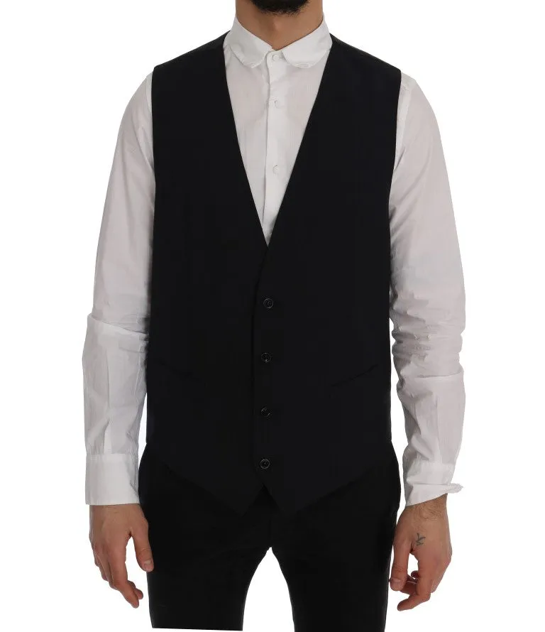 Sleek Striped Wool Blend Waistcoat Vest sold by Louxly
