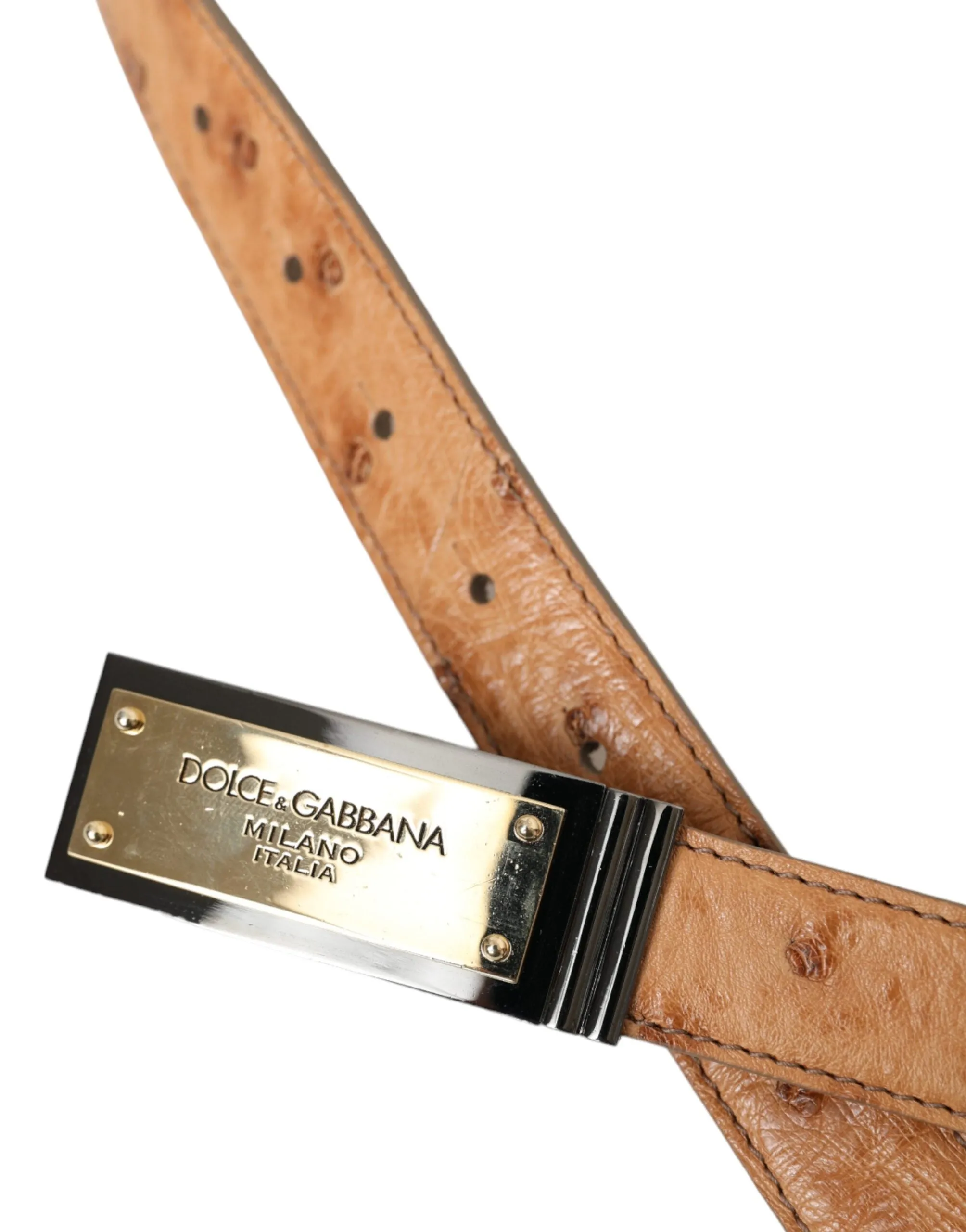 Beige Leather Gold Logo Engraved Buckle Belt sold by Louxly product image thumbnail 4