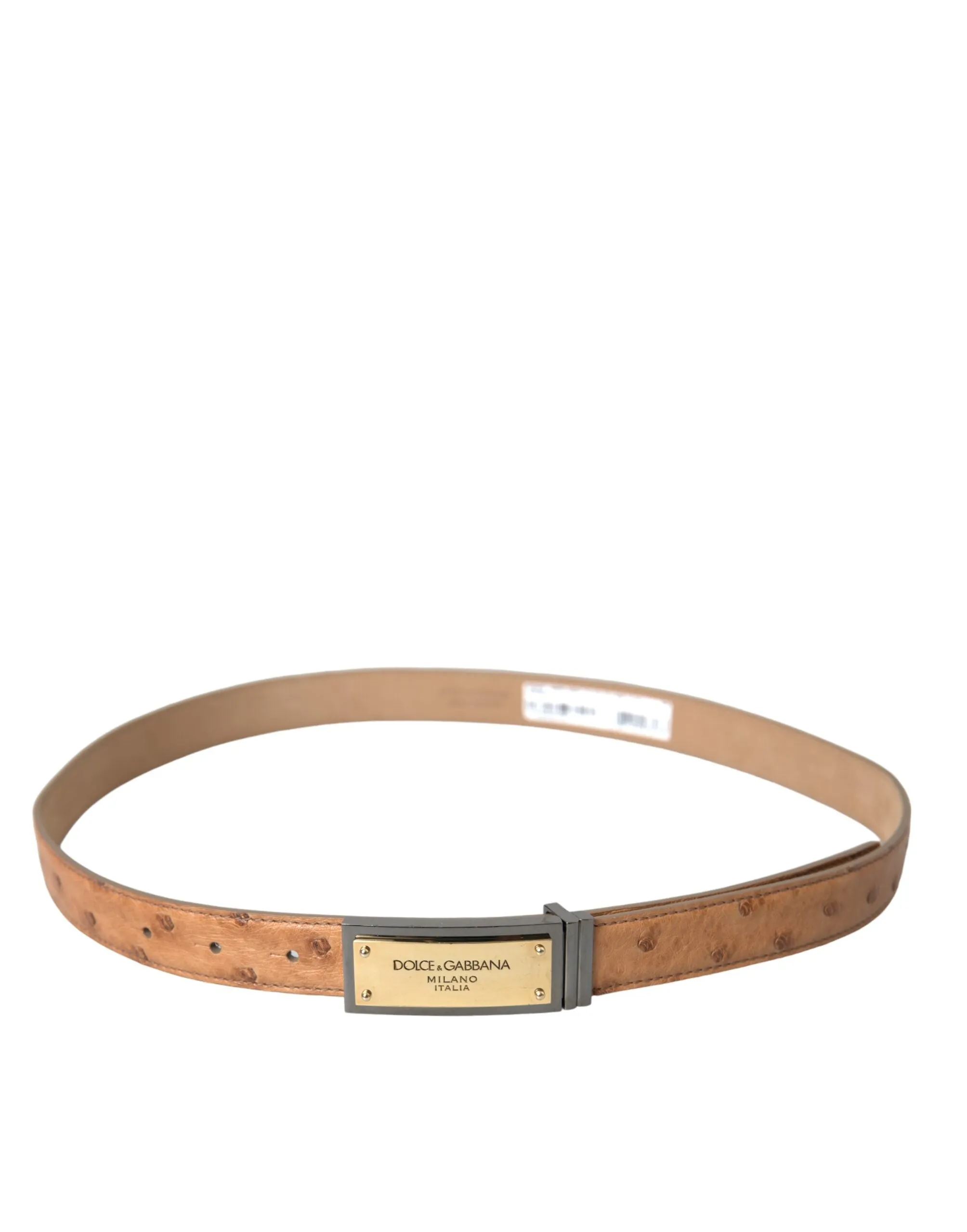 Beige Leather Gold Logo Engraved Buckle Belt sold by Louxly product image thumbnail 2