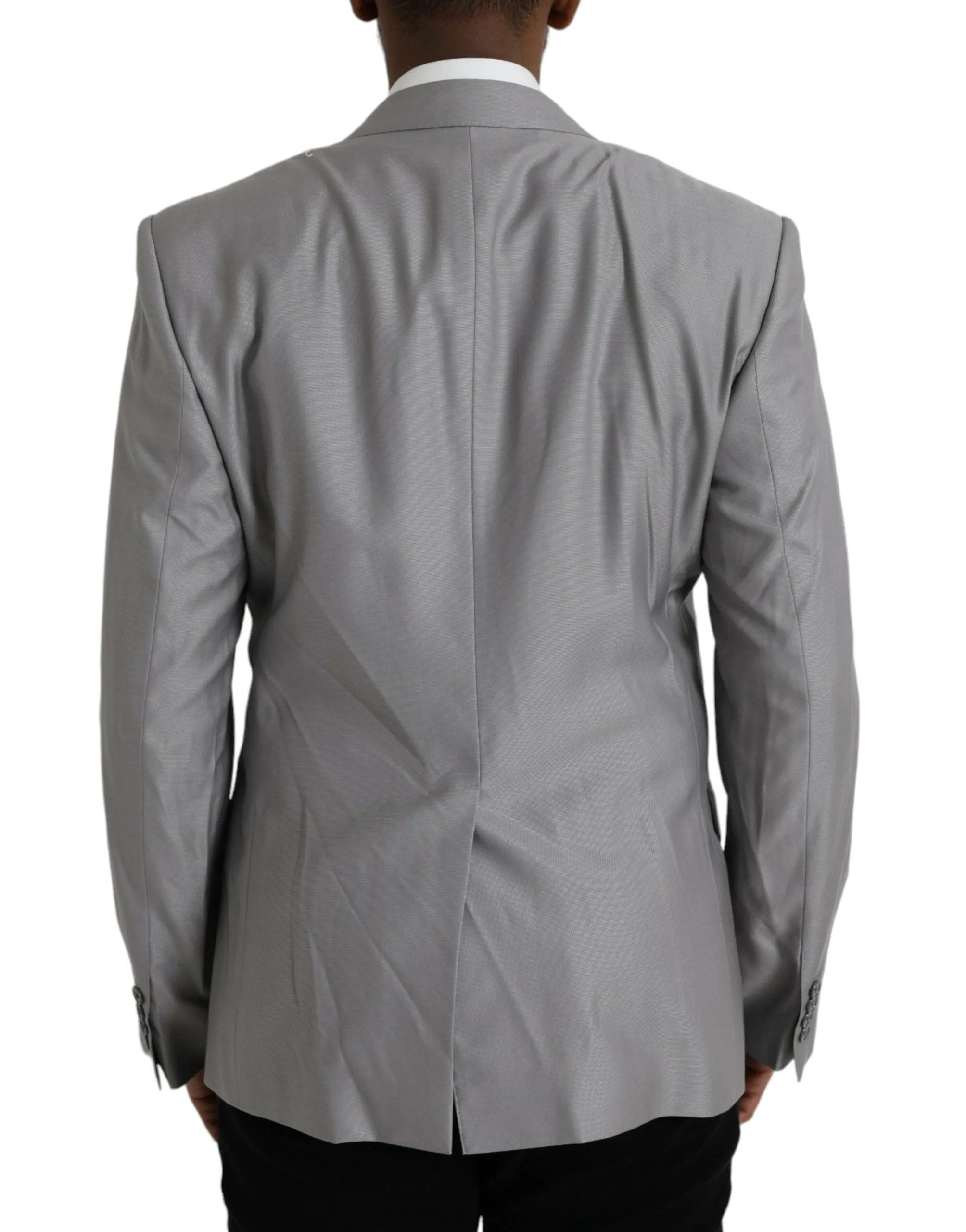 Gray Wool Peak Single Breasted Coat Blazer sold by Louxly product image thumbnail 3