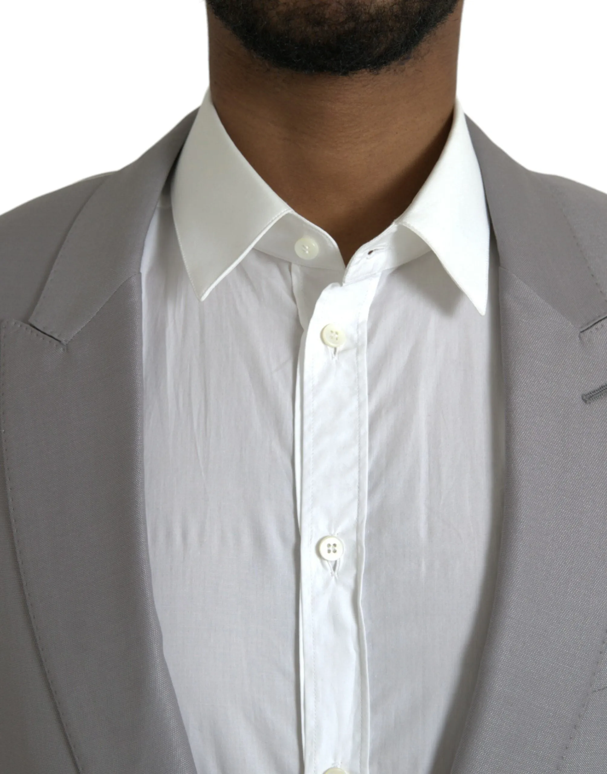 Gray Wool Peak Single Breasted Coat Blazer sold by Louxly product image thumbnail 4